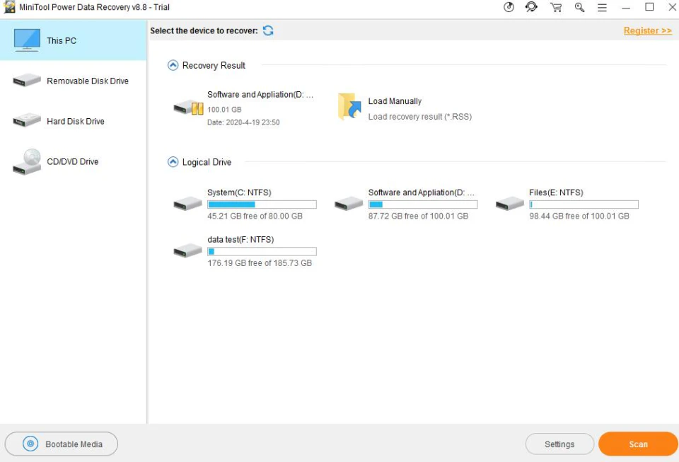 screenshot of MiniTool Power Data Recovery